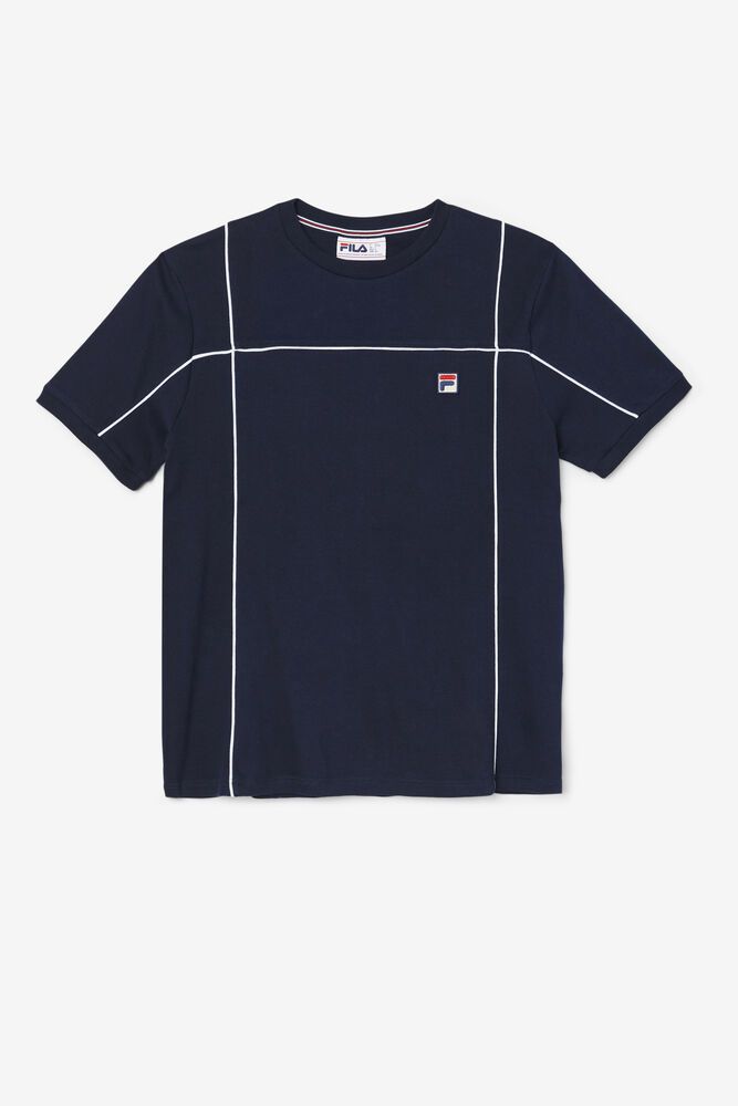 Fila T-Shirt Terrinda Crew Mens Navy - India HFJ-736915